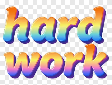 Colorful Hard Work Text PNG