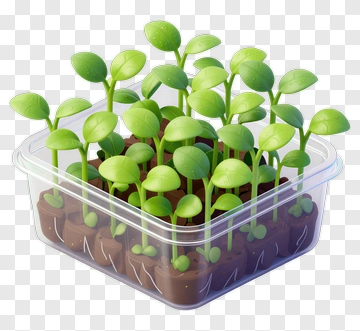 Seedling Tray With Growing Plants PNG