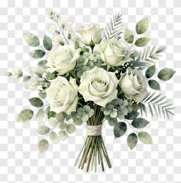 White Rose Bouquet PNG