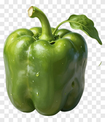 Green Bell Pepper With Leaf PNG
