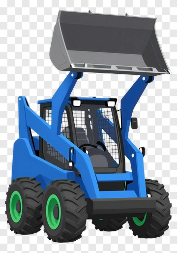 3D Blue Skid Steer Loader PNG