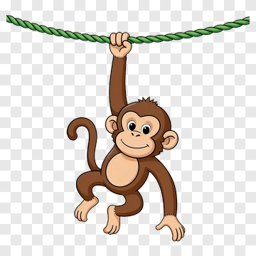 Cartoon Monkey Hanging From A Rope PNG