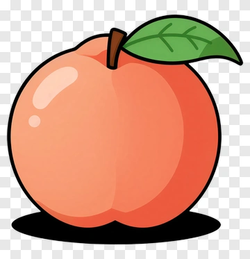 Cartoon Peach With Leaf PNG