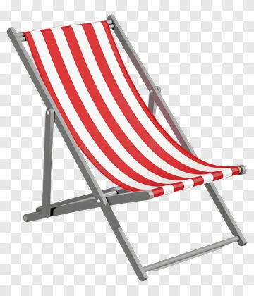 Deck Chair With Red And White Stripes PNG