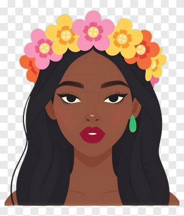 Woman With Floral Headband PNG