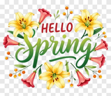 Hello Spring Floral Design PNG