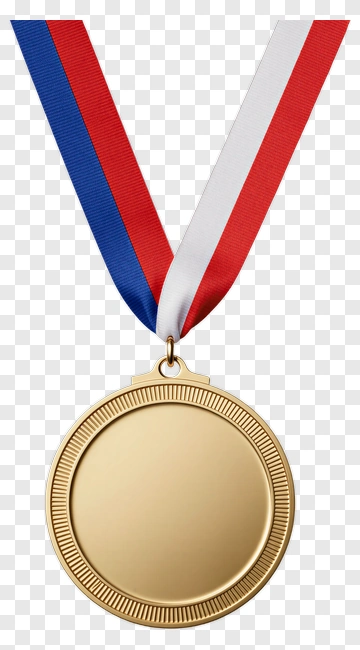 Gold Medal With Red, White, And Blue Ribbon PNG