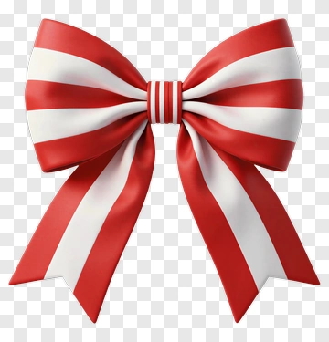 Red And White Striped Bow PNG