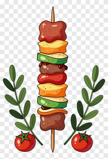 Colorful Skewered Meat And Vegetables PNG