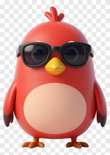 3D Cartoon Bird Wearing Sunglasses PNG