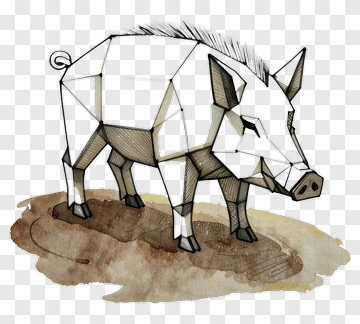 Geometric Pig Illustration PNG