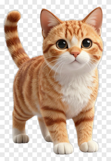 3D Orange Cat PNG