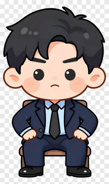 Cartoon Businessman Sitting With Arms Crossed PNG