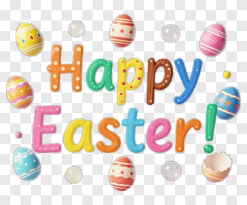 Happy Easter Greeting With Colorful Eggs PNG