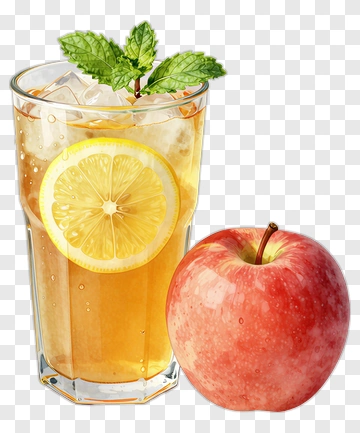 Refreshing Drink And Red Apple PNG