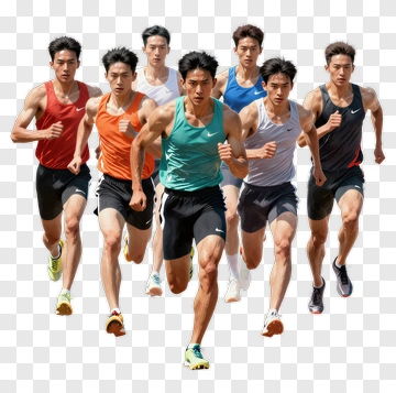 Group Of Runners Competing In A Race PNG