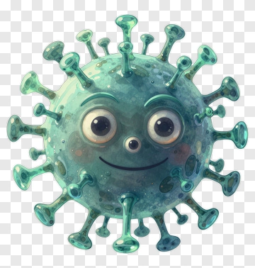Cartoon Virus Character With A Happy Face PNG