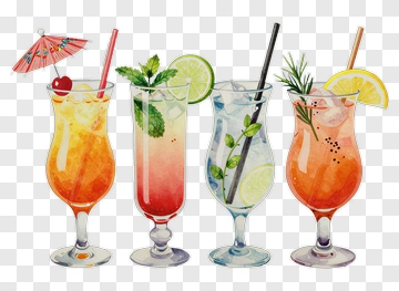 Colorful Cocktail Drinks PNG