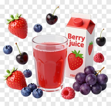 Berry Juice With Fresh Fruits PNG