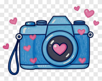 Cartoon Camera With Hearts PNG