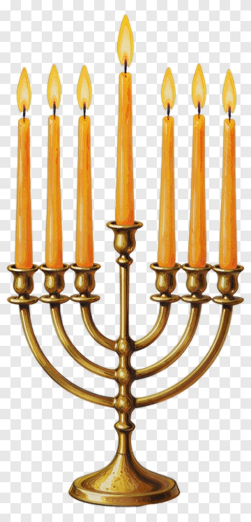 Menorah With Orange Candles PNG