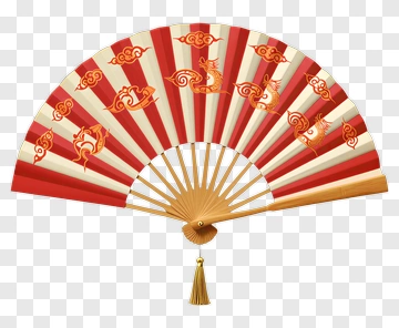 Decorative Red And White Folding Fan PNG
