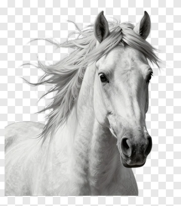 White Horse With Flowing Mane PNG