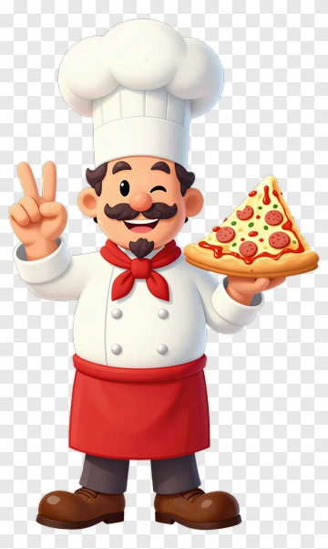 Cartoon Chef Holding A Pizza PNG