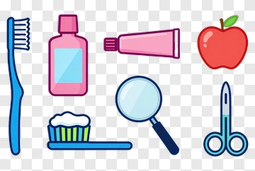 Toothbrush, Toothpaste, And Apple Composition PNG