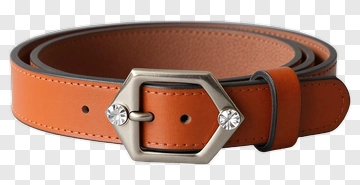Brown Leather Belt With Decorative Buckle PNG