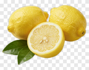 Fresh Lemons With Green Leaves PNG
