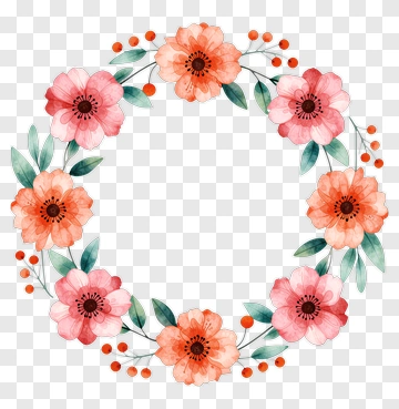 Colorful Floral Wreath PNG