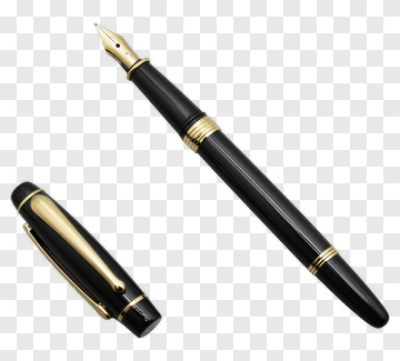 Black Fountain Pen With Gold Accents PNG