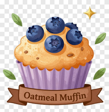 Oatmeal Muffin With Blueberries PNG