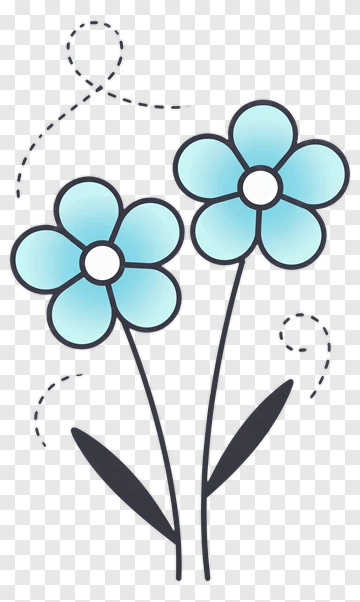 Cartoon Blue Flowers PNG