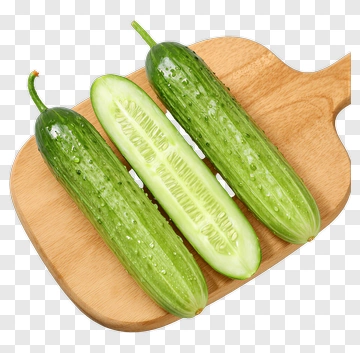 Fresh Cucumbers Sliced On A Wooden Cutting Board PNG