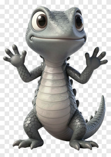 3D Cartoon Gecko With Open Arms PNG