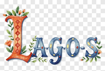 Lagos Decorative Lettering With Floral Elements PNG