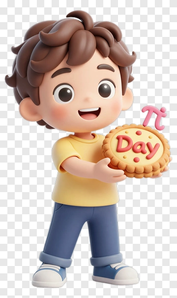 Cartoon Boy Holding A Pi Day Cookie PNG