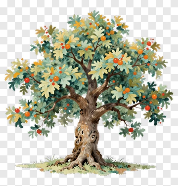 Colorful Tree With Orange Fruits PNG
