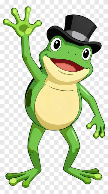 Cartoon Frog In A Top Hat PNG