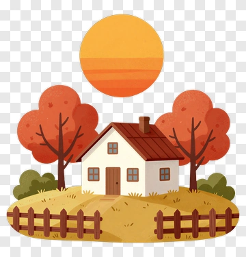 Cartoon House Surrounded By Autumn Trees PNG