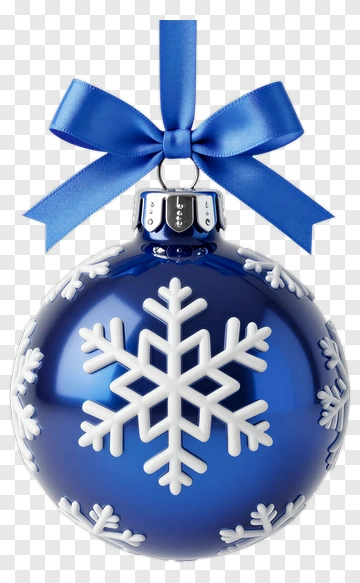 Blue Christmas Ornament With Snowflake Design PNG