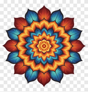 Colorful Mandala Flower Design PNG