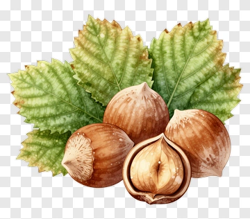 Hazelnuts With Leaves PNG