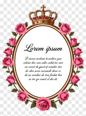 Decorative Frame With Roses And Crown PNG