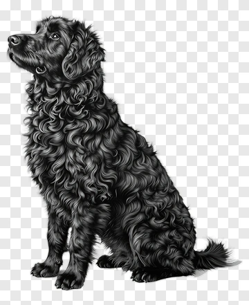Black Curly-Coated Dog PNG