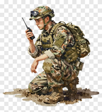 Soldier Kneeling With Radio PNG