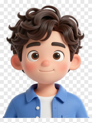 Cartoon Boy With Curly Hair PNG