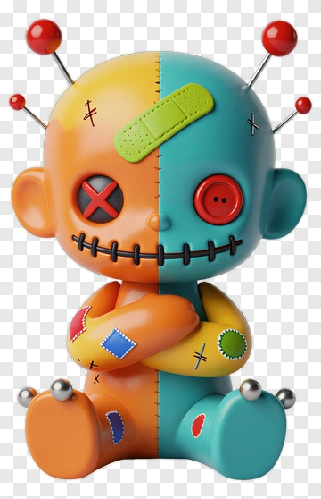 Colorful Cartoon Doll With Pins PNG